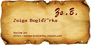 Zsiga Boglárka névjegykártya